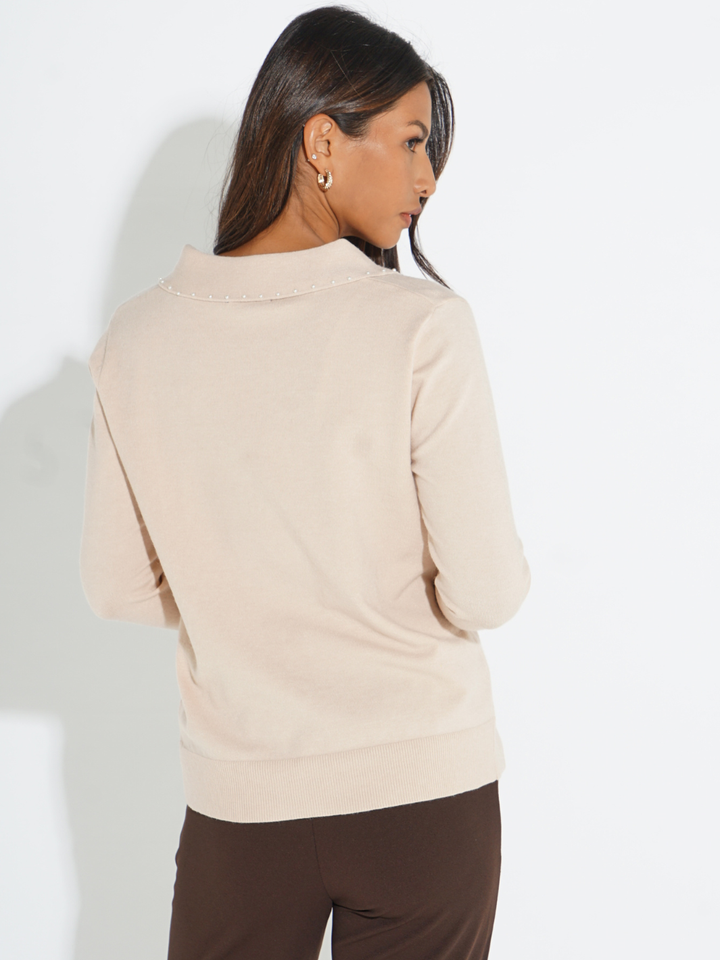 Kate & Pippa Presley Knit Top In Beige-Nicola Ross