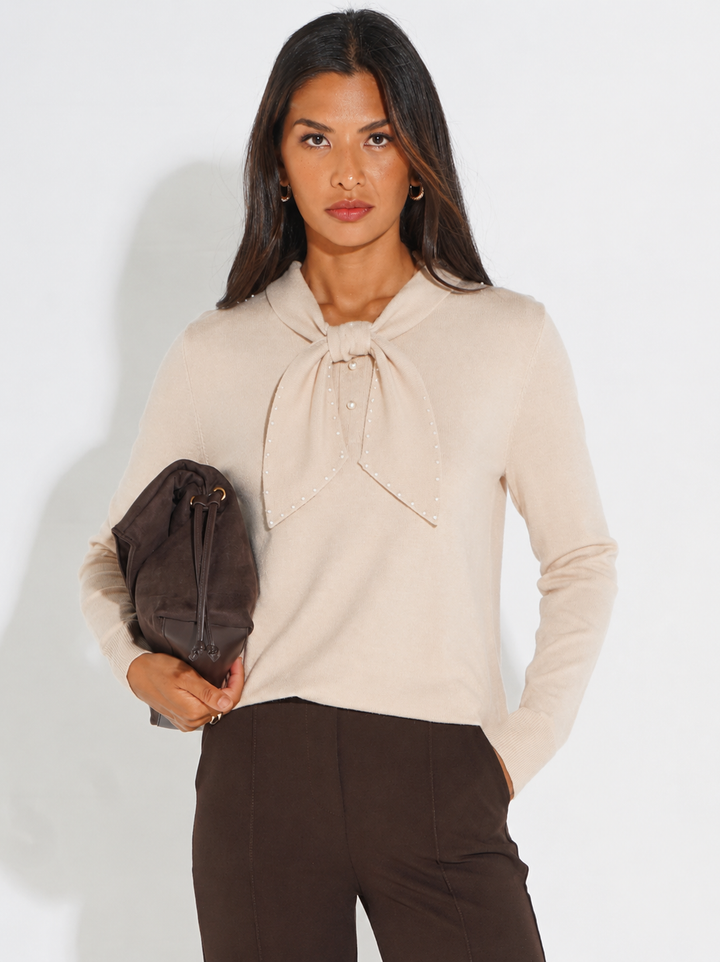 Kate & Pippa Presley Knit Top In Beige-Nicola Ross