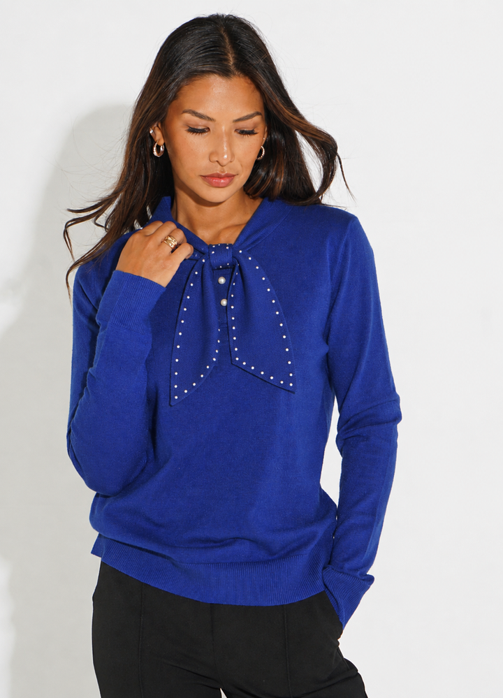 Kate & Pippa Presley Knit Top In Blue-Nicola Ross