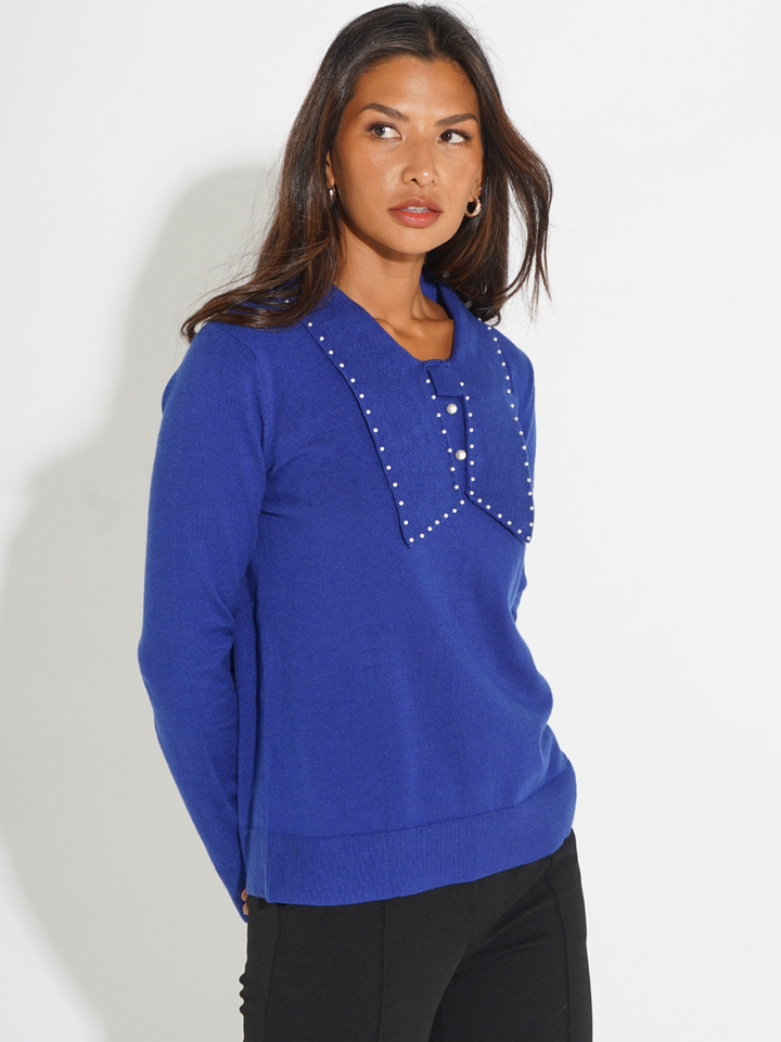 Kate & Pippa Presley Knit Top In Blue-Nicola Ross