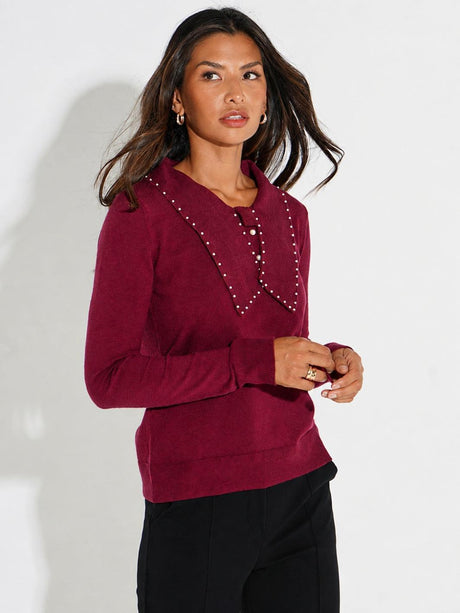 Kate & Pippa Presley Knit Top In Plum-Nicola Ross