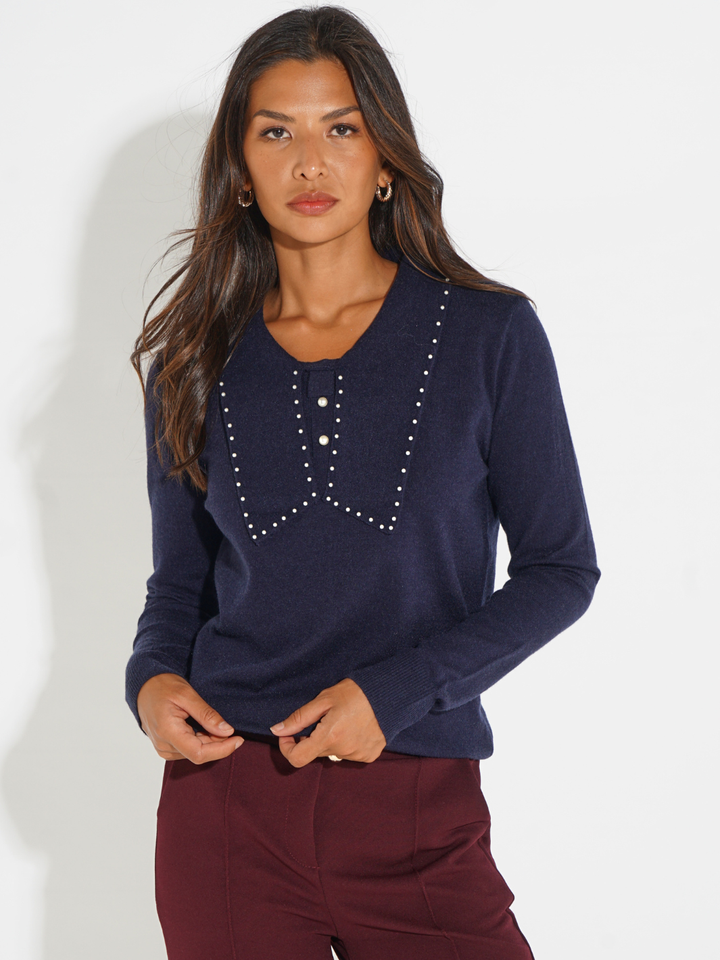 Kate & Pippa Presley Knit Top In Navy-Nicola Ross
