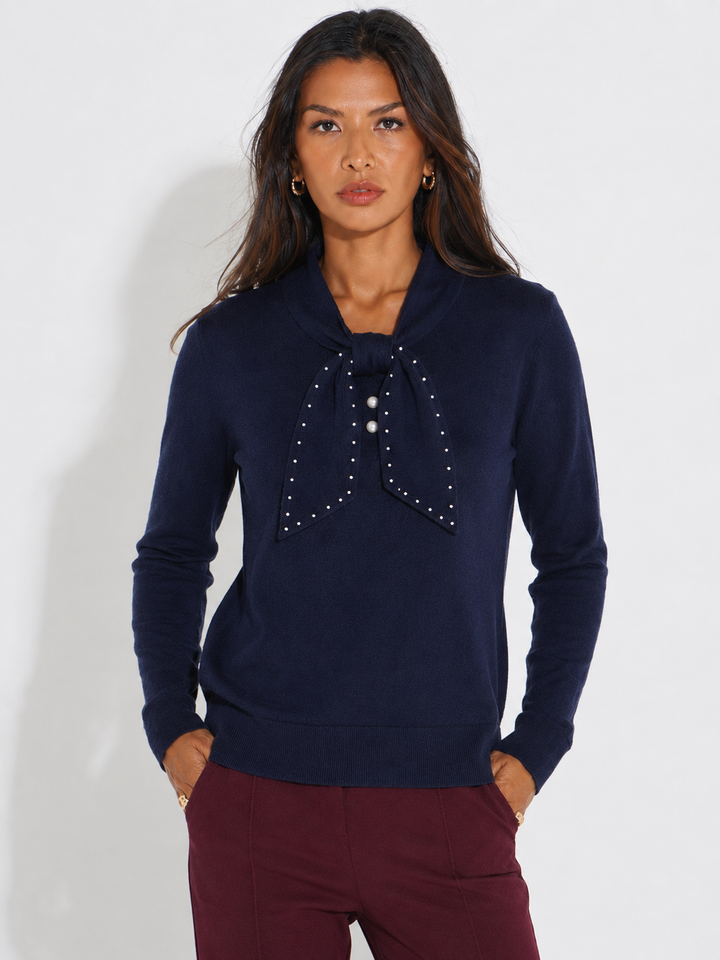Kate & Pippa Presley Knit Top In Navy-Nicola Ross