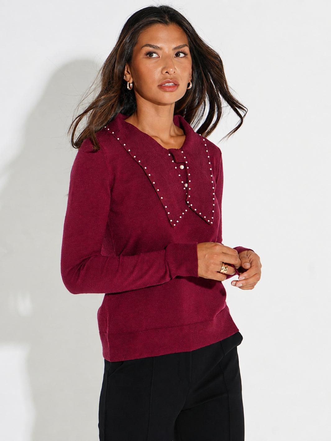 Kate & Pippa Presley Knit Top In Plum-Nicola Ross