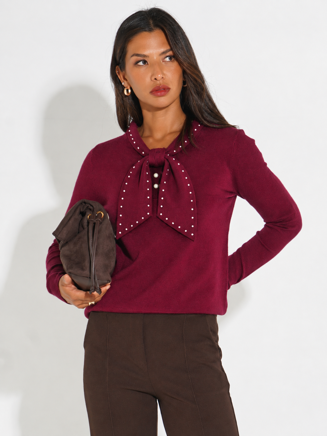 Kate & Pippa Presley Knit Top In Plum-Nicola Ross