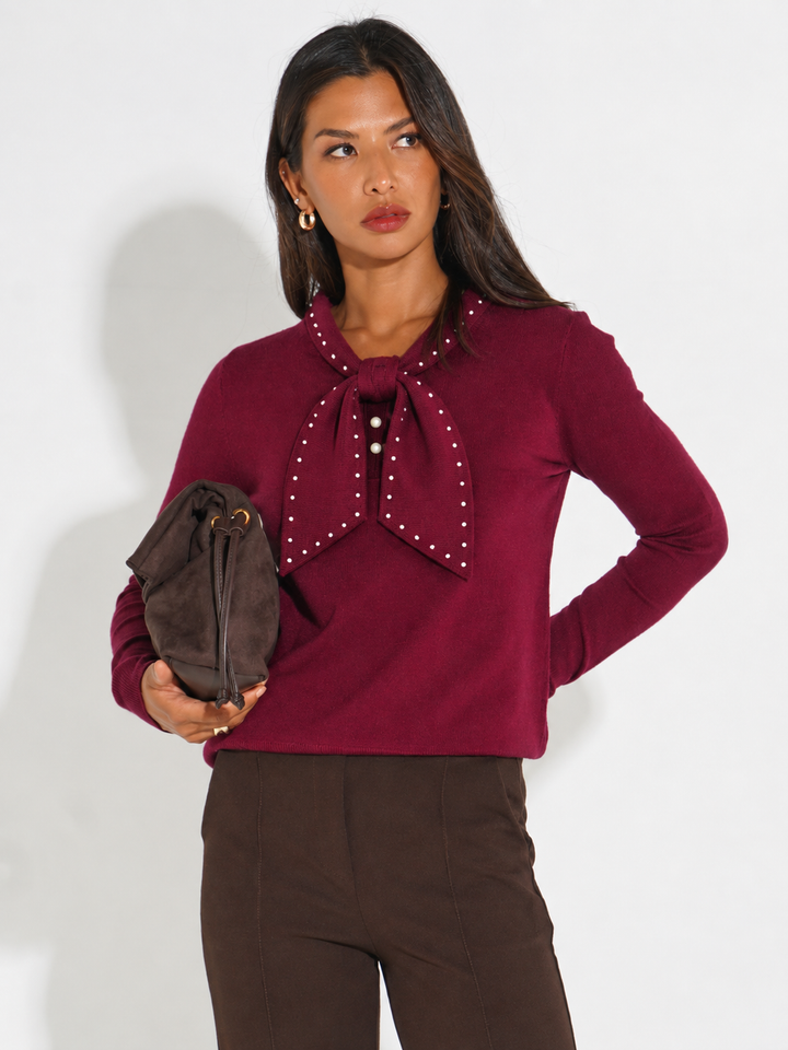 Kate & Pippa Presley Knit Top In Plum-Nicola Ross