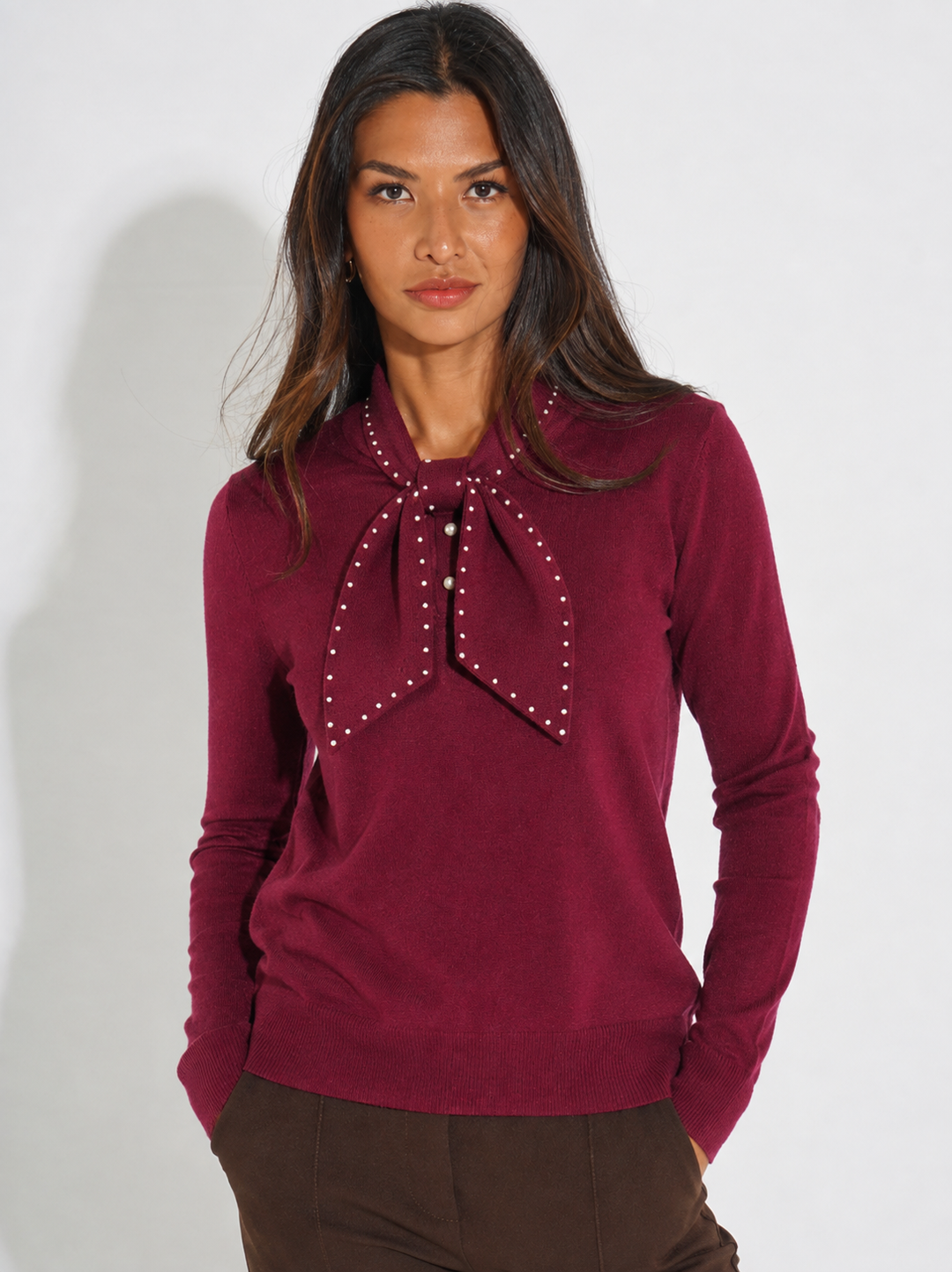 Kate & Pippa Presley Knit Top In Plum-Nicola Ross