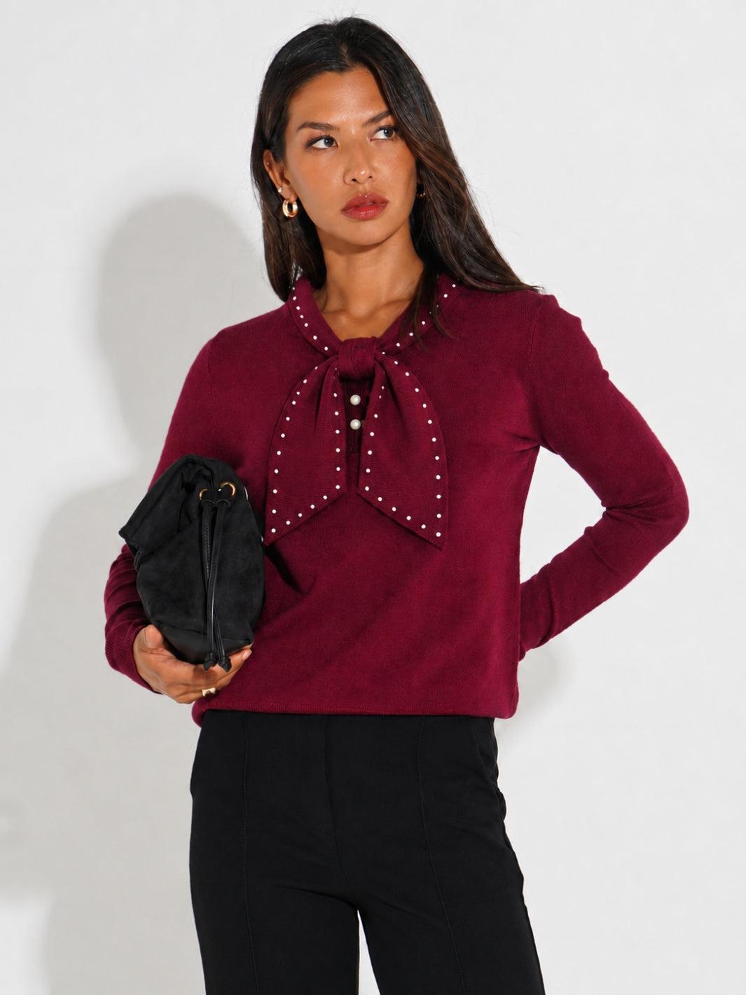 Kate & Pippa Presley Knit Top In Plum-Nicola Ross