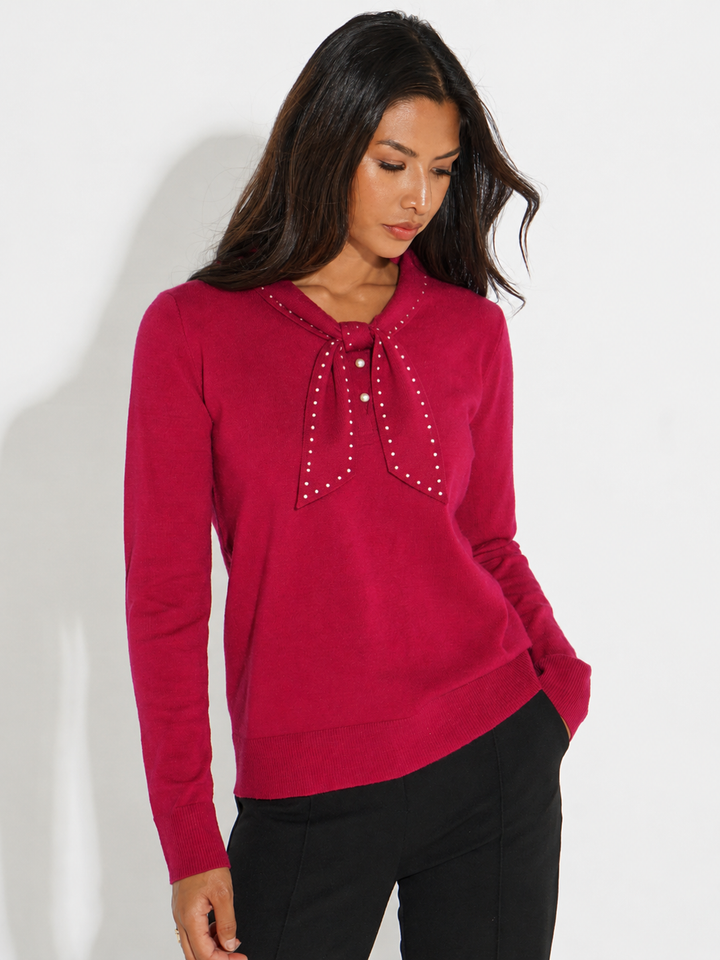 Kate & Pippa Presley Knit Top In Raspberry-Nicola Ross