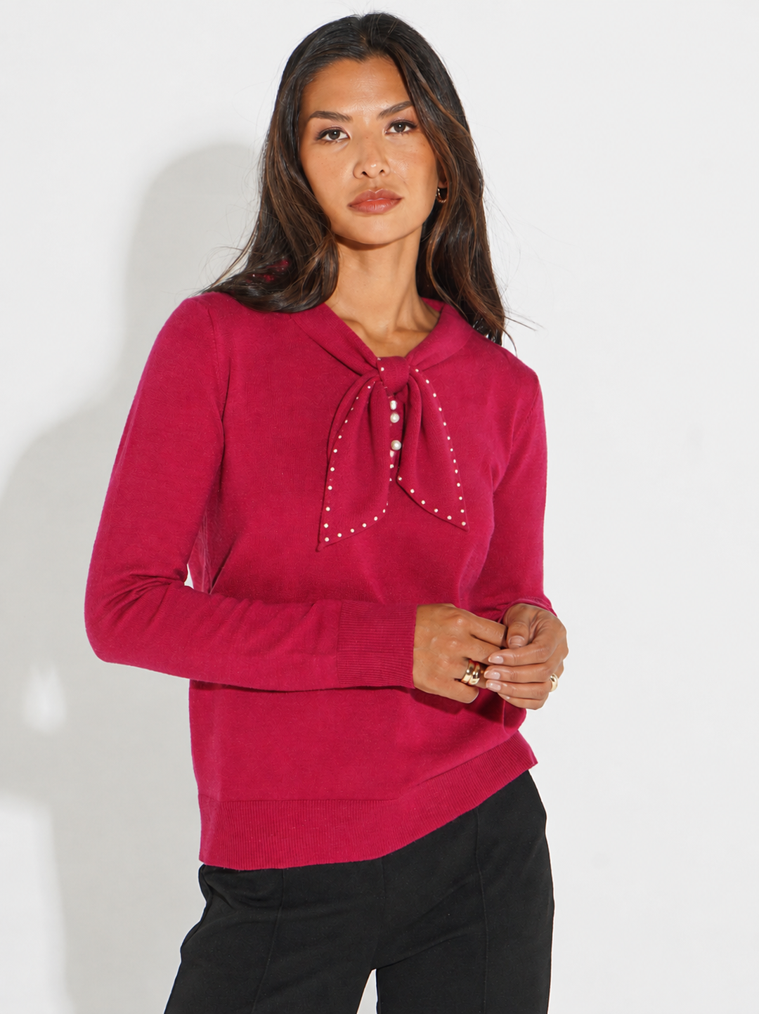 Kate & Pippa Presley Knit Top In Raspberry-Nicola Ross
