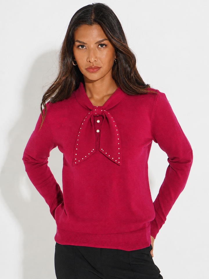 Kate & Pippa Presley Knit Top In Raspberry-Nicola Ross