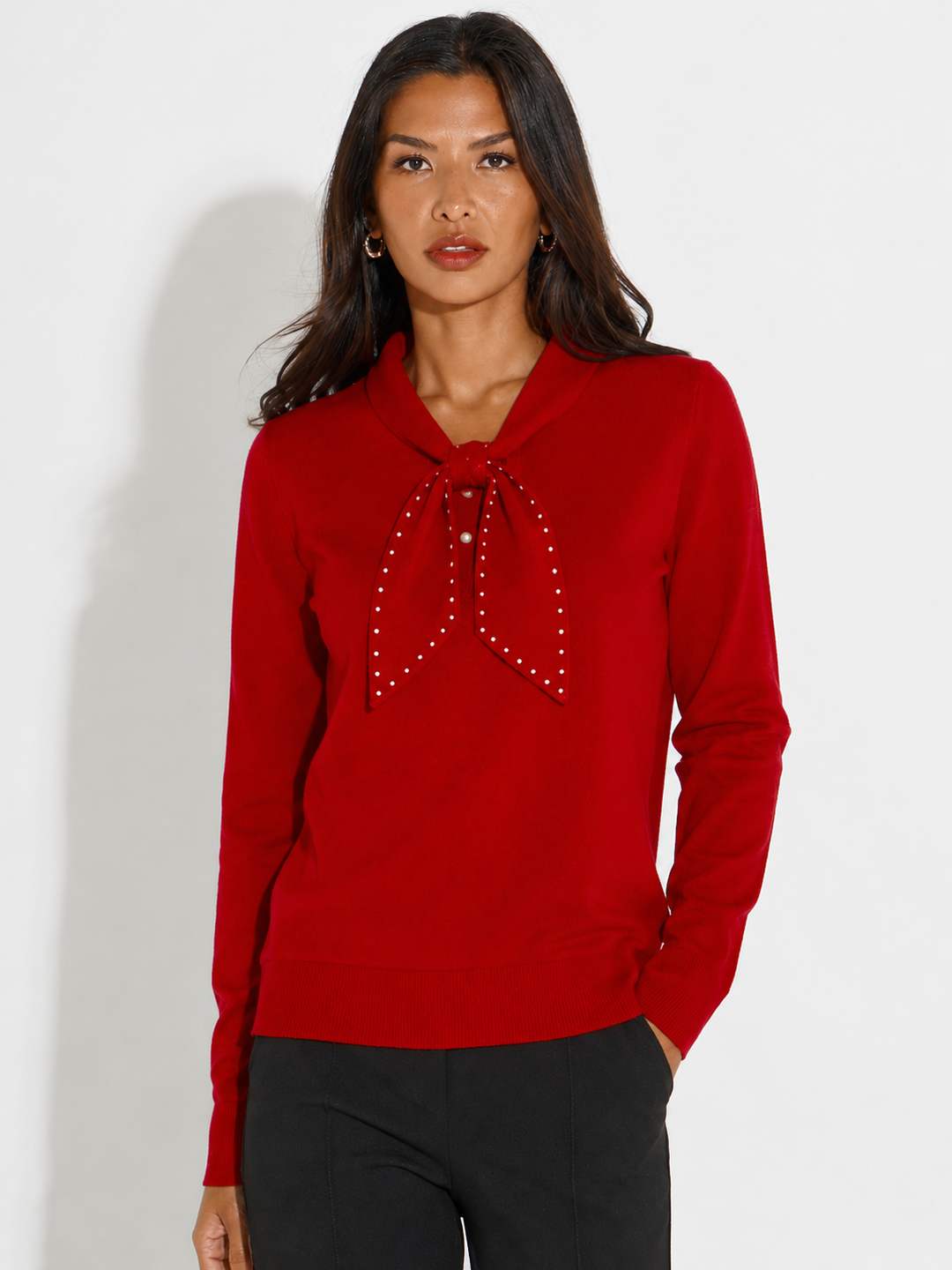 Kate & Pippa Presley Knit Top In Red-Nicola Ross