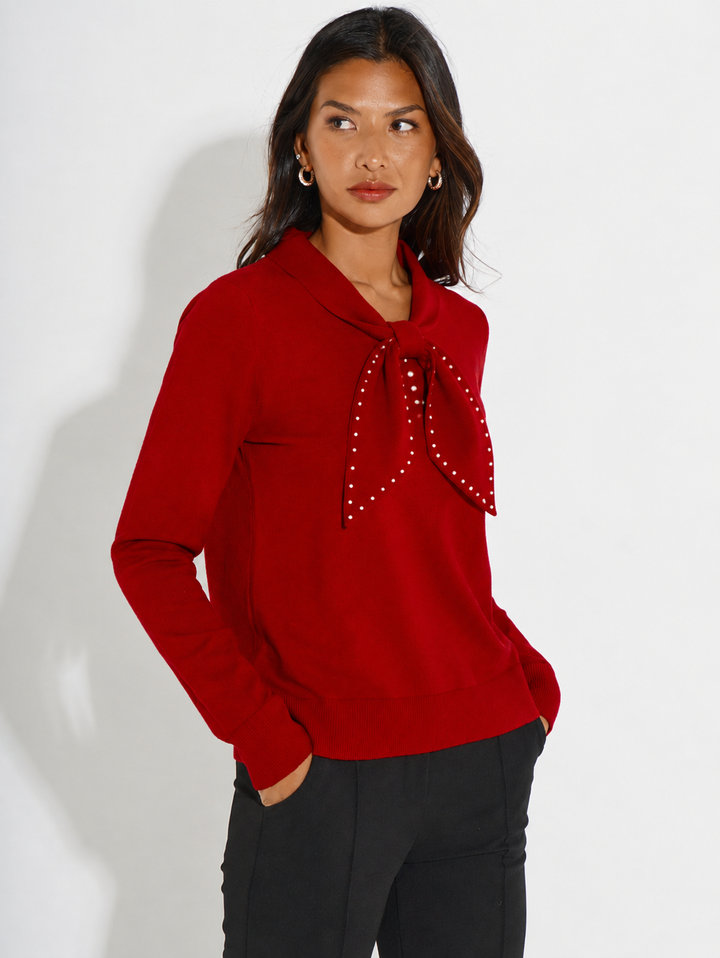 Kate & Pippa Presley Knit Top In Red-Nicola Ross