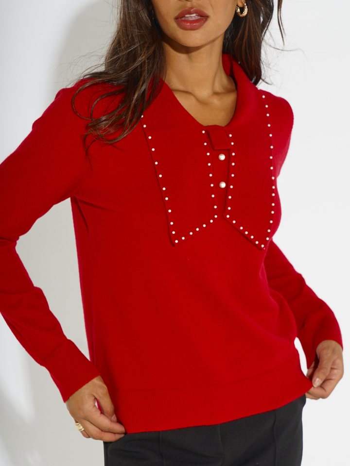 Kate & Pippa Presley Knit Top In Red-Nicola Ross