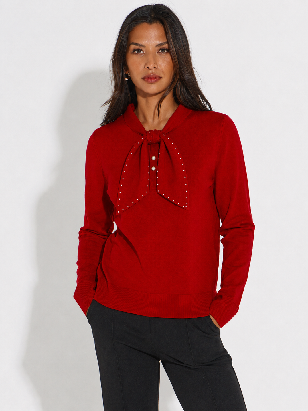 Kate & Pippa Presley Knit Top In Red-Nicola Ross