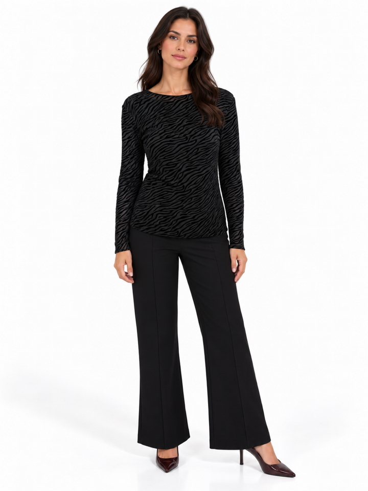 Kate & Pippa Ravi Top In Black Print-Nicola Ross