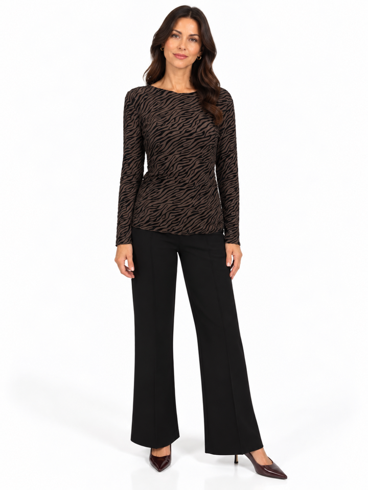 Kate & Pippa Ravi Top In Brown Print-Nicola Ross