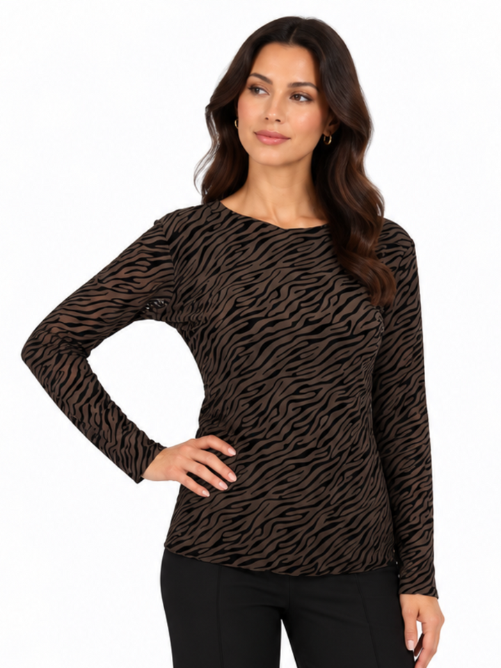 Kate & Pippa Ravi Top In Brown Print-Nicola Ross