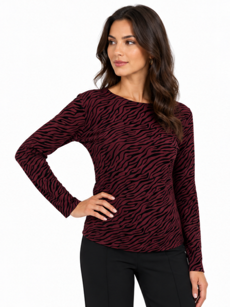 Kate & Pippa Ravi Top In Burgundy Print-Nicola Ross