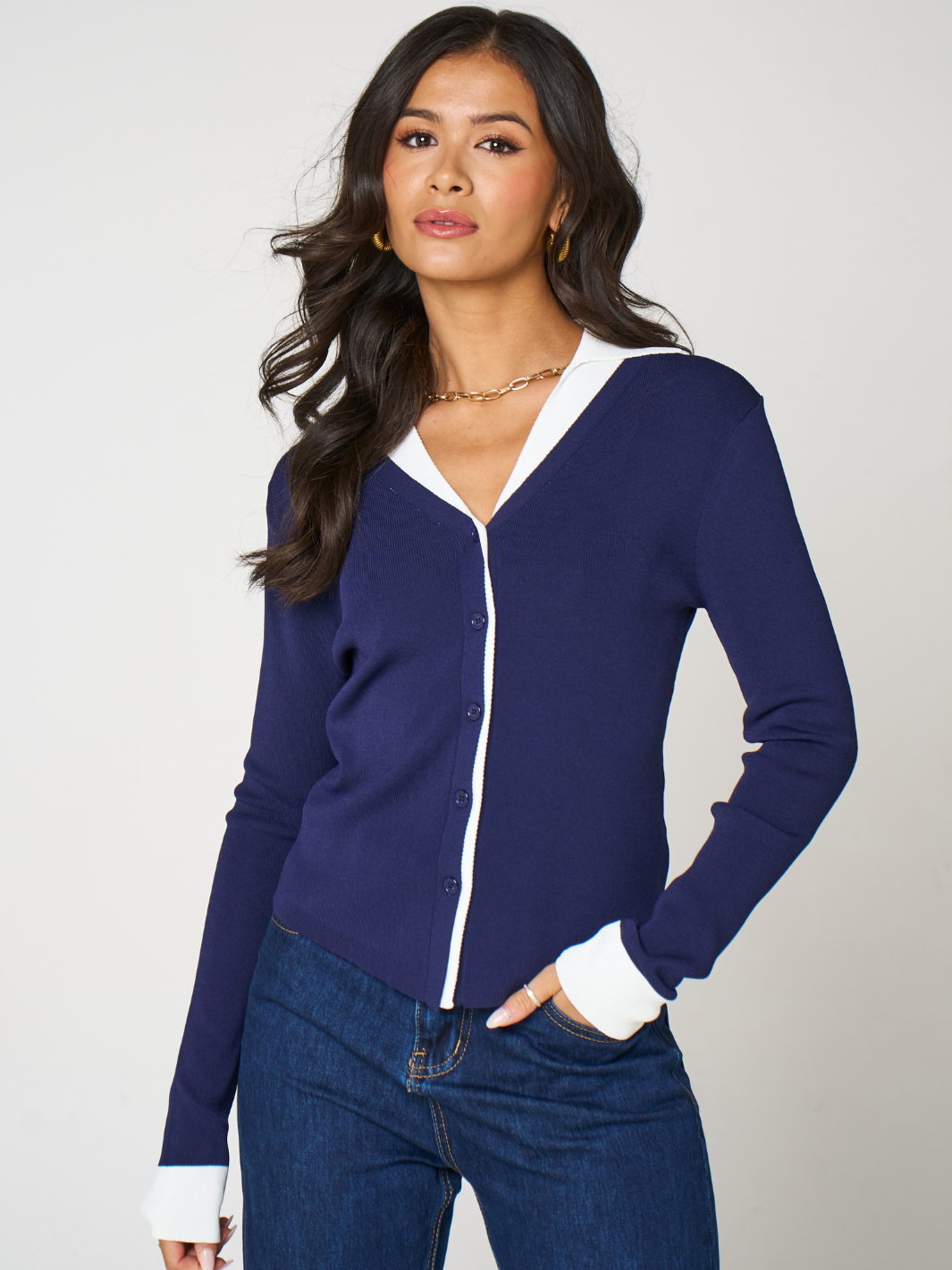 Kate & Pippa Raya Cardigan In Navy-Nicola Ross