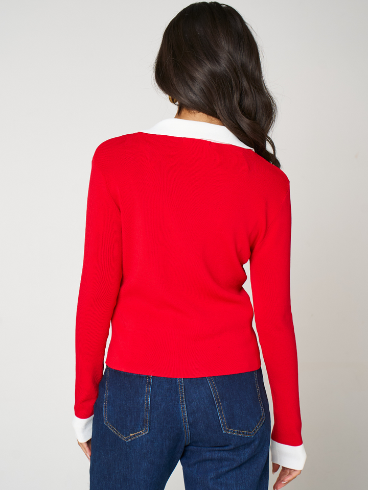 Kate & Pippa Raya Cardigan In Red-Nicola Ross