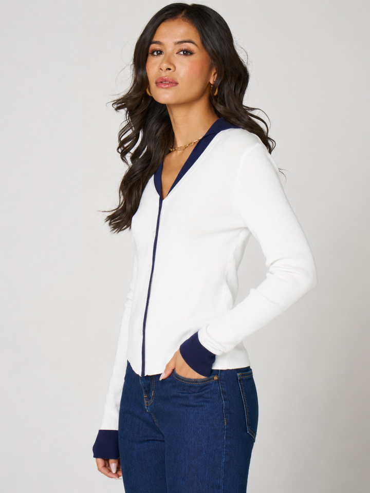 Kate & Pippa Raya Cardigan In White-Nicola Ross
