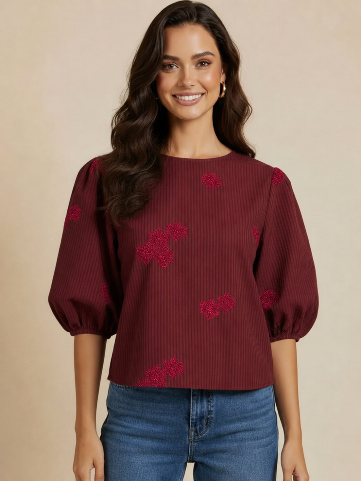 Lil Jen Reese Bow Top In Burgundy-Nicola Ross