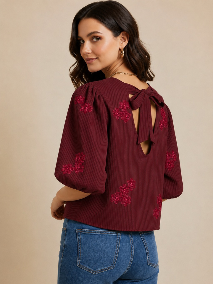 Lil Jen Reese Bow Top In Burgundy-Nicola Ross