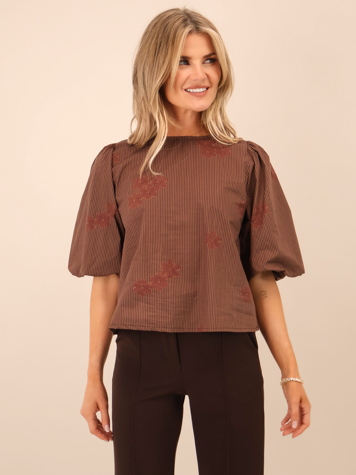 Kate & Pippa Reese Bow Top In Chocolate Brown-Nicola Ross