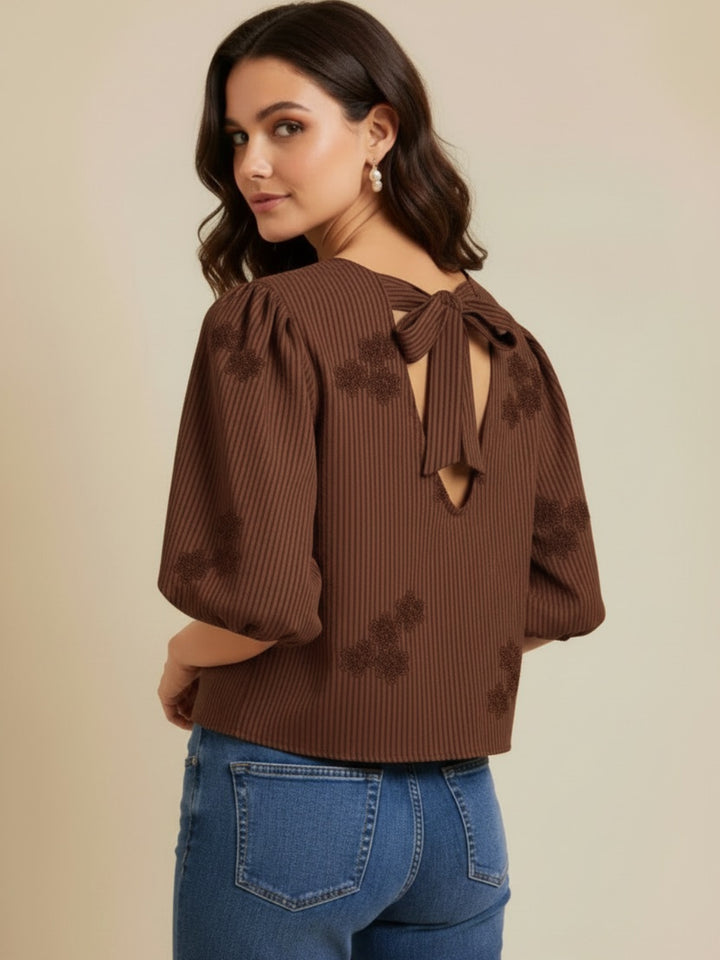 Lil Jen Reese Bow Top In Chocolate Brown-Nicola Ross