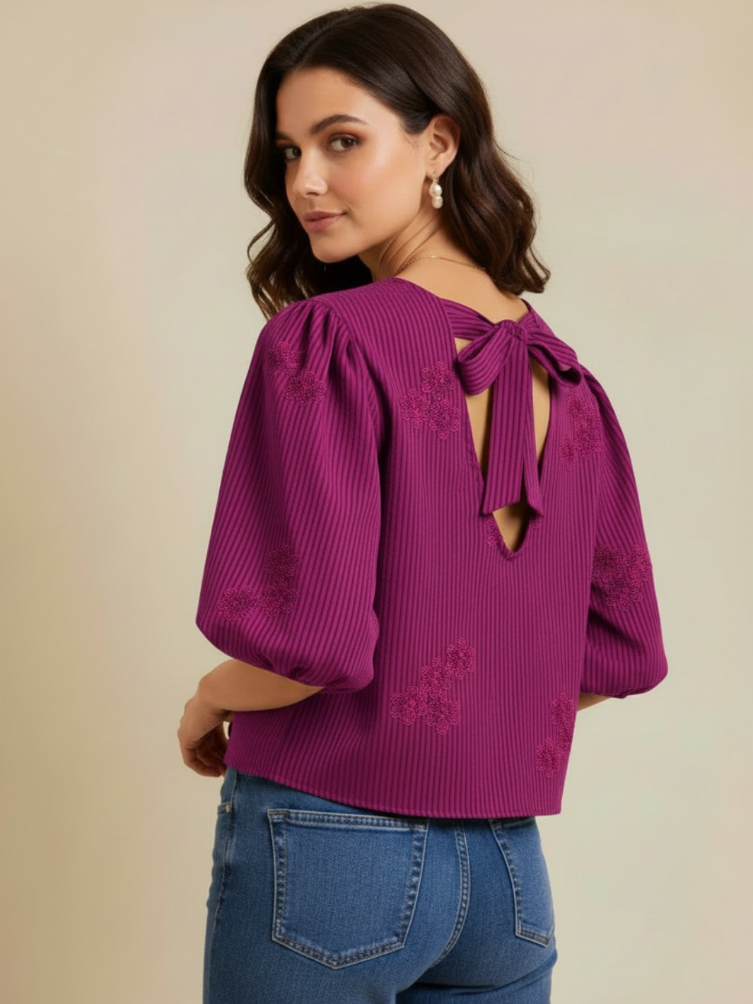 Lil Jen Reese Bow Top In Magenta-Nicola Ross