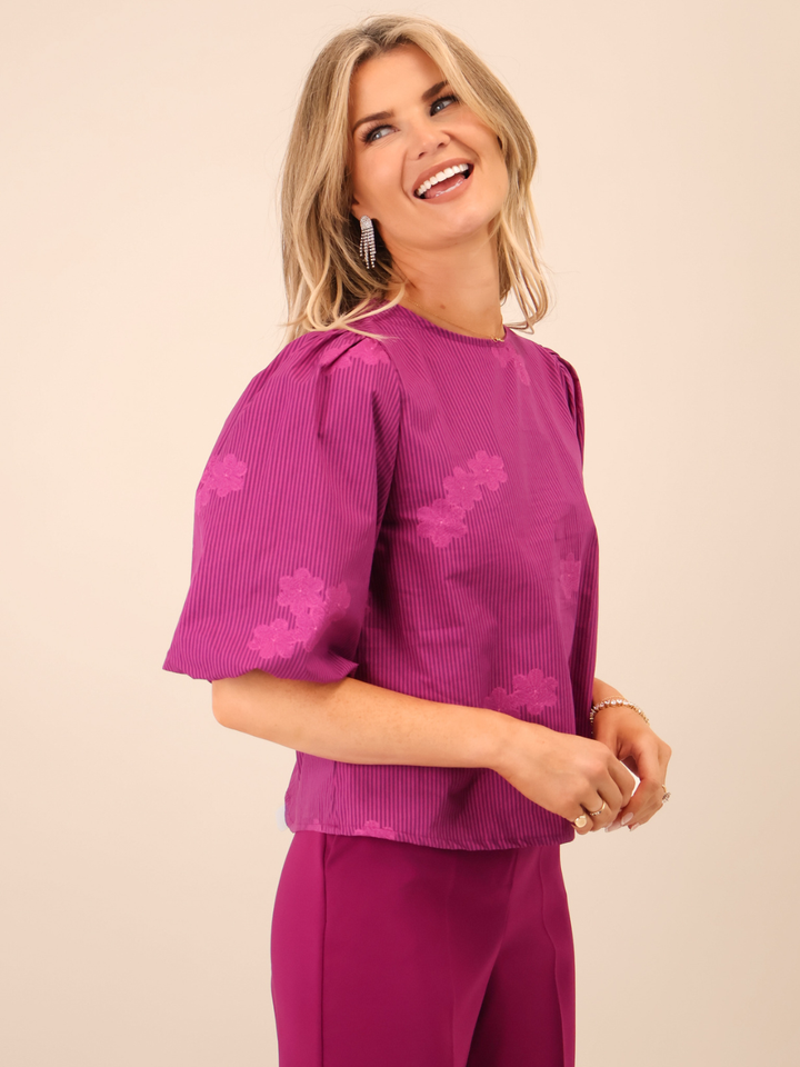Kate & Pippa Reese Bow Top In Magenta-Nicola Ross