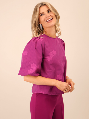 Kate & Pippa Reese Bow Top In Magenta-Nicola Ross