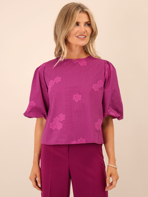 Kate & Pippa Reese Bow Top In Magenta-Nicola Ross