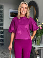 Kate & Pippa Reese Bow Top In Magenta-Nicola Ross