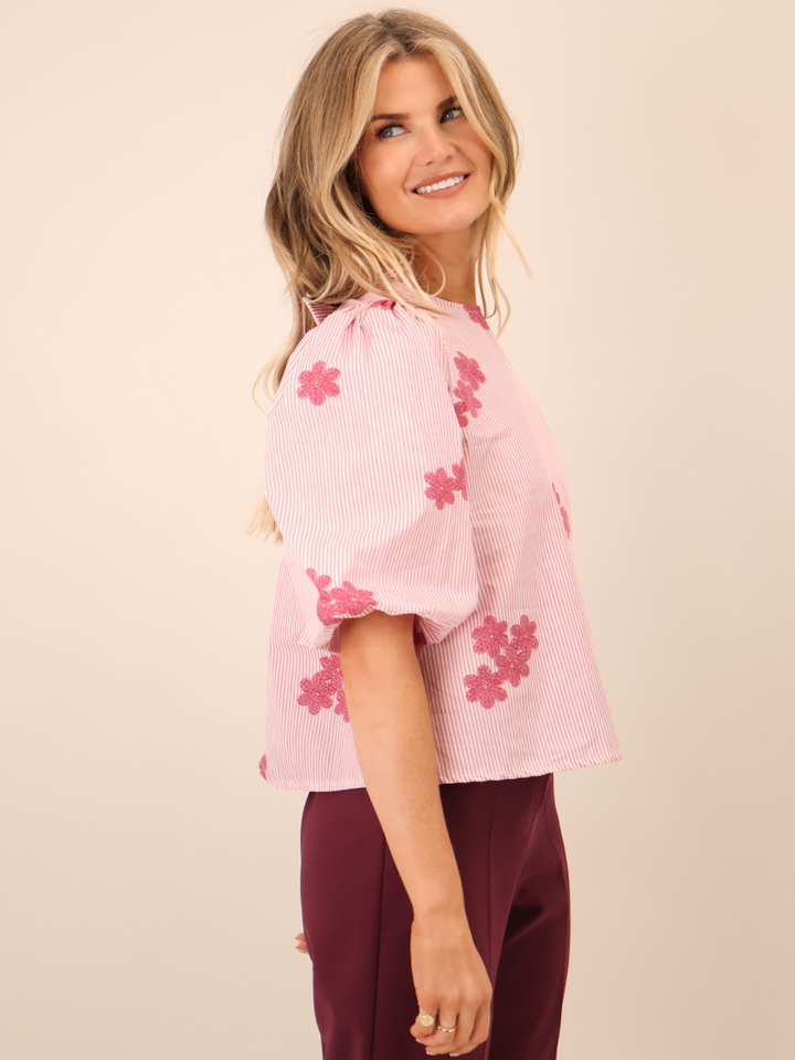 Kate & Pippa Reese Bow Top In Pink-Nicola Ross