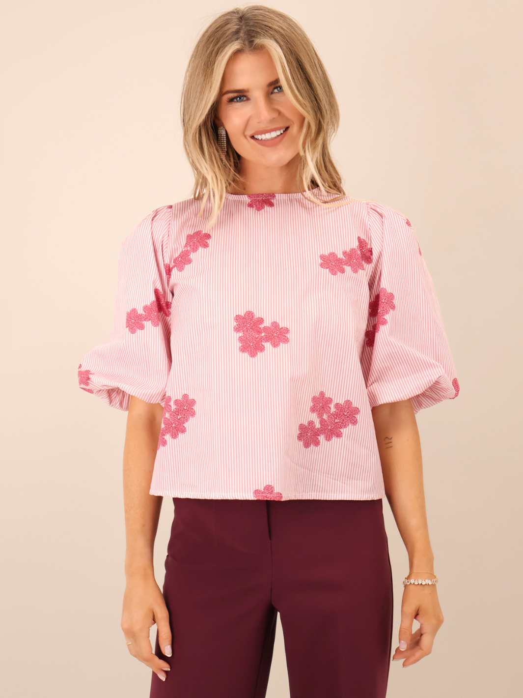 Kate & Pippa Reese Bow Top In Pink-Nicola Ross