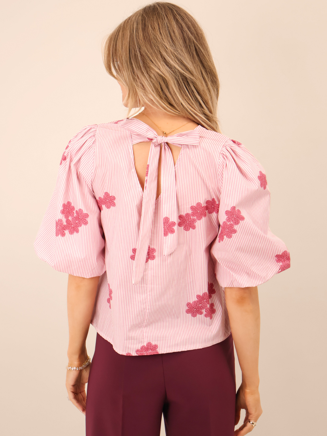 Kate & Pippa Reese Bow Top In Pink-Nicola Ross