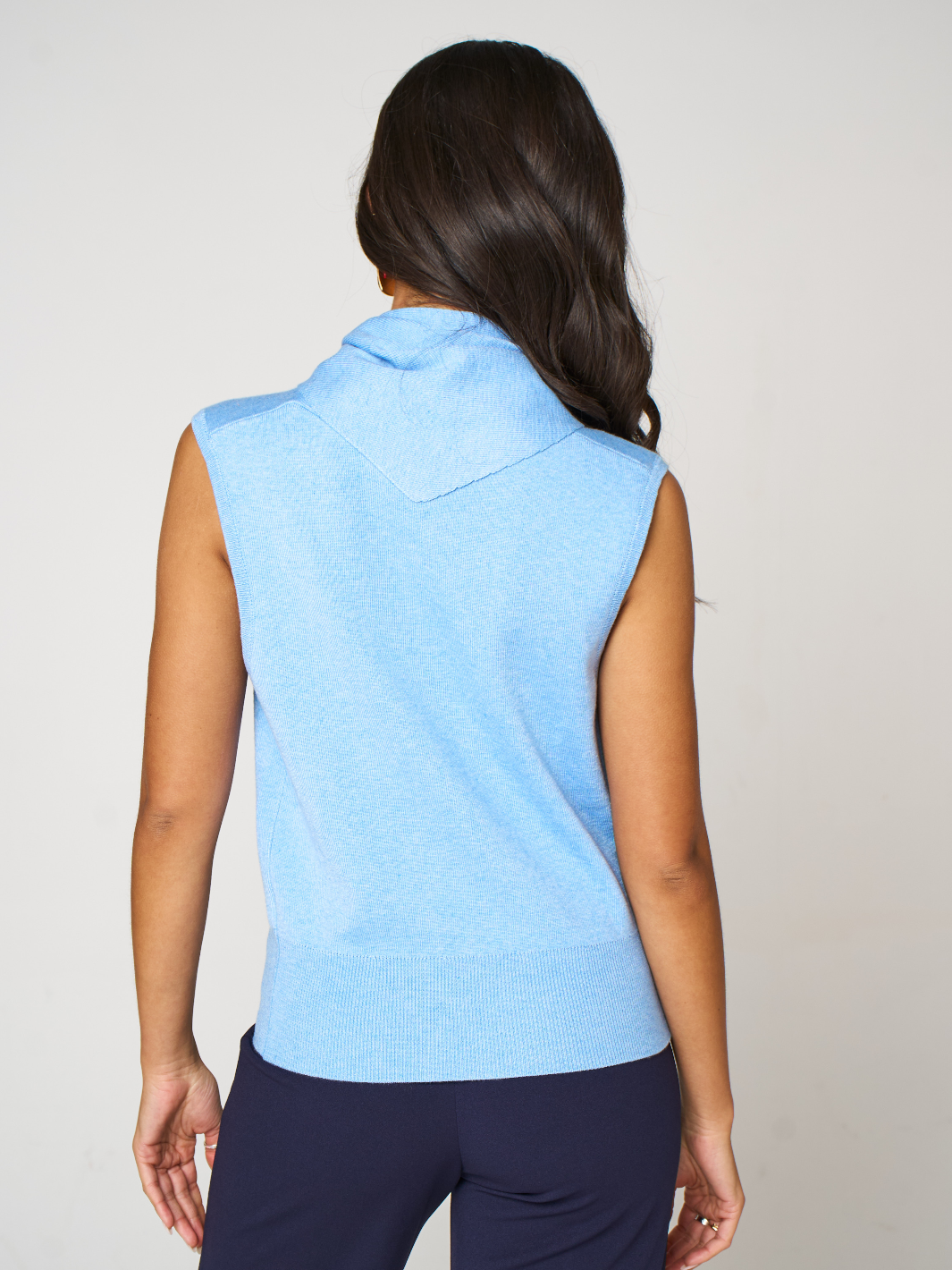 Kate & Pippa Robyn Knit Waistcoat With Neck Scarf In Blue-Nicola Ross