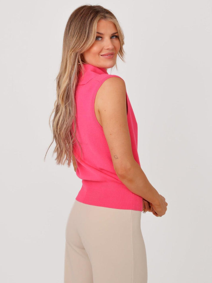 Kate & Pippa Robyn Knit Waistcoat With Neck Scarf In Pink-Nicola Ross