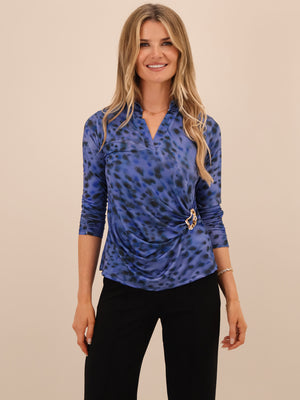 Kate & Pippa Rocco Top In Blue-Nicola Ross