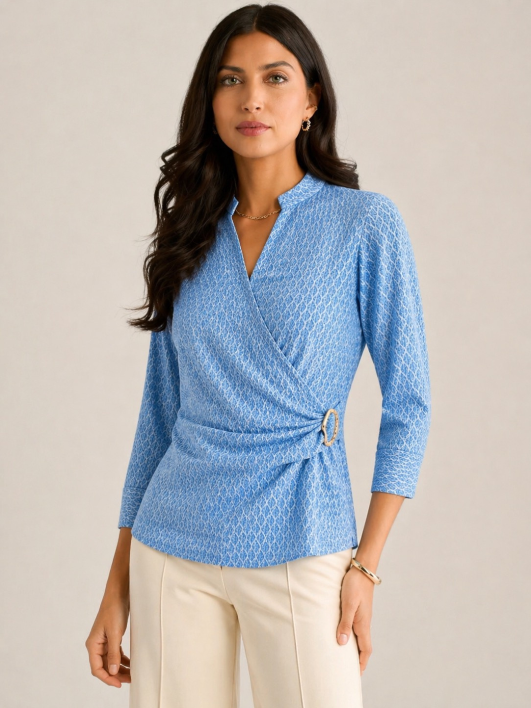 Kate & Pippa Rocco Top In Blue Print-Nicola Ross