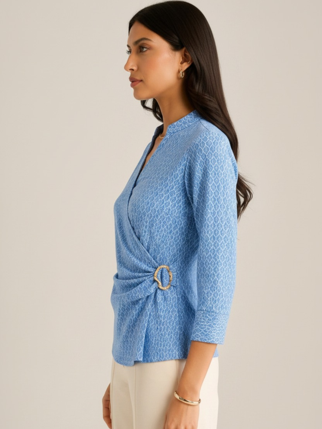 Kate & Pippa Rocco Top In Blue Print-Nicola Ross
