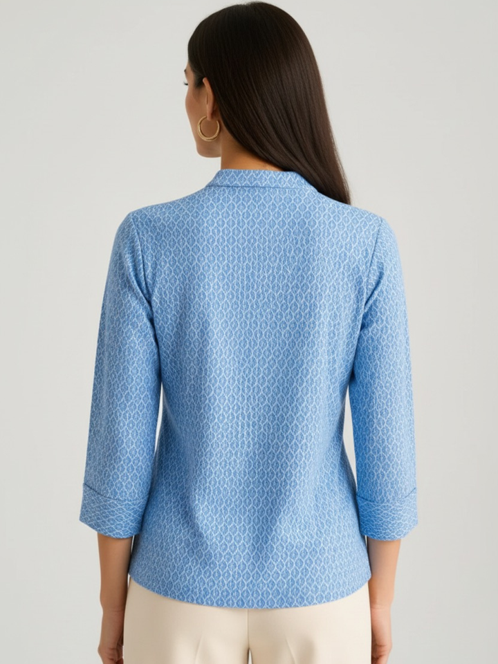 Kate & Pippa Rocco Top In Blue Print-Nicola Ross