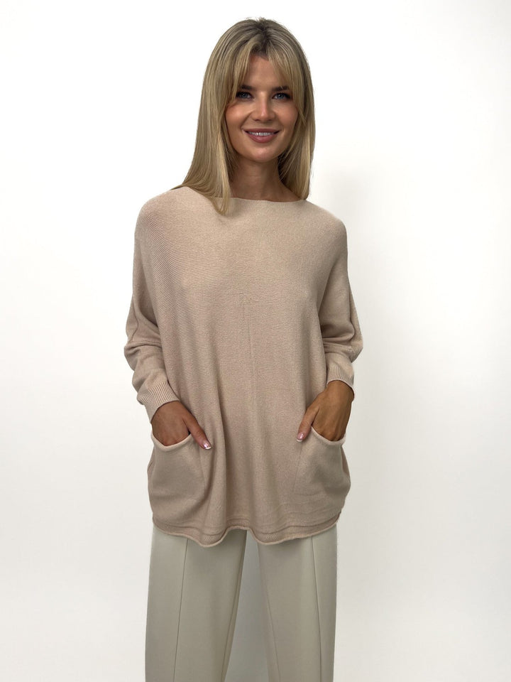 Kate & Pippa Roma Knit Jumper In Beige-Nicola Ross