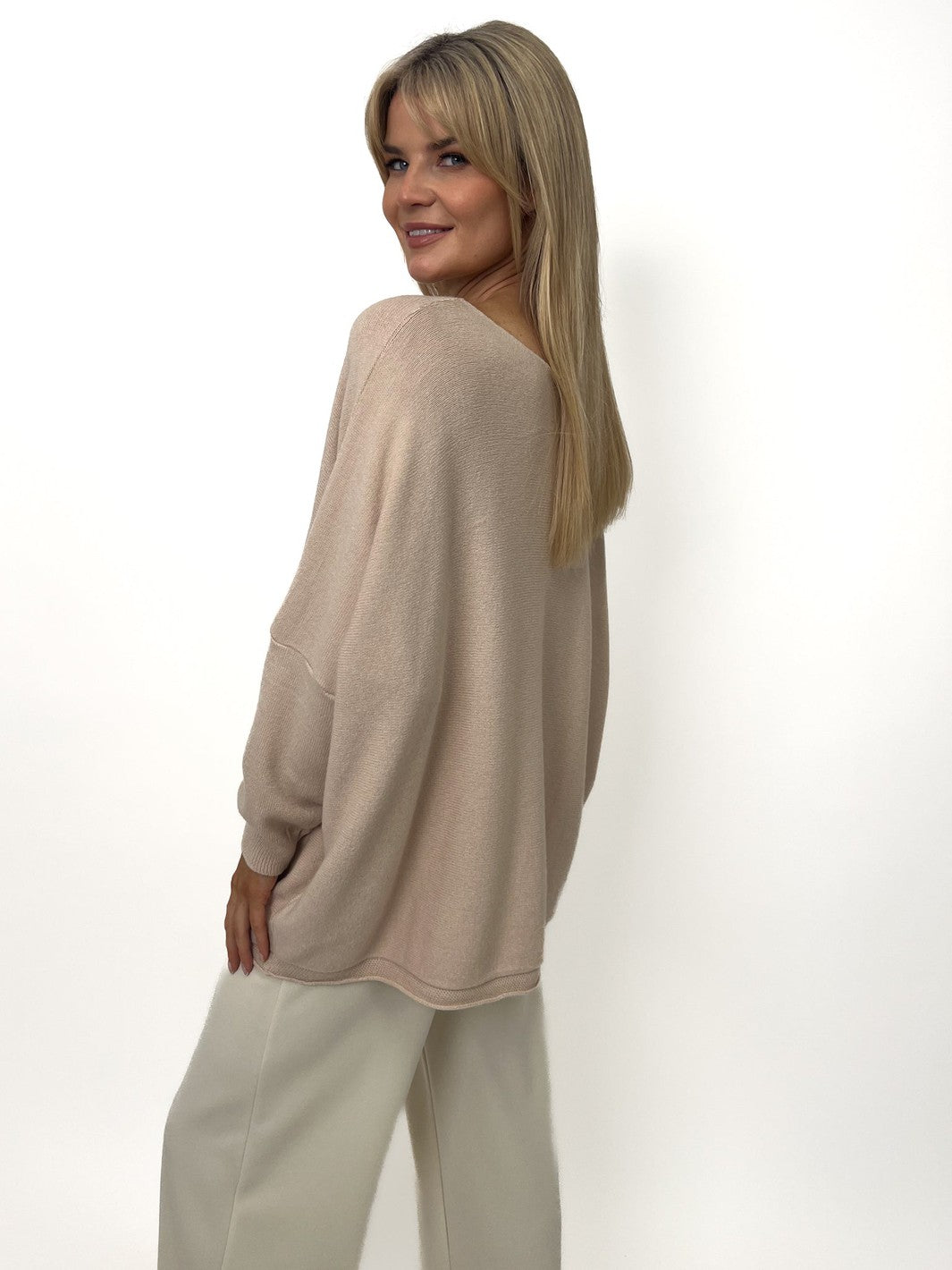 Kate & Pippa Roma Knit Jumper In Beige-Nicola Ross