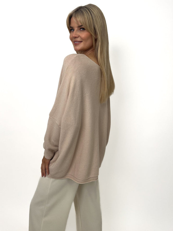 Kate & Pippa Roma Knit Jumper In Beige-Nicola Ross