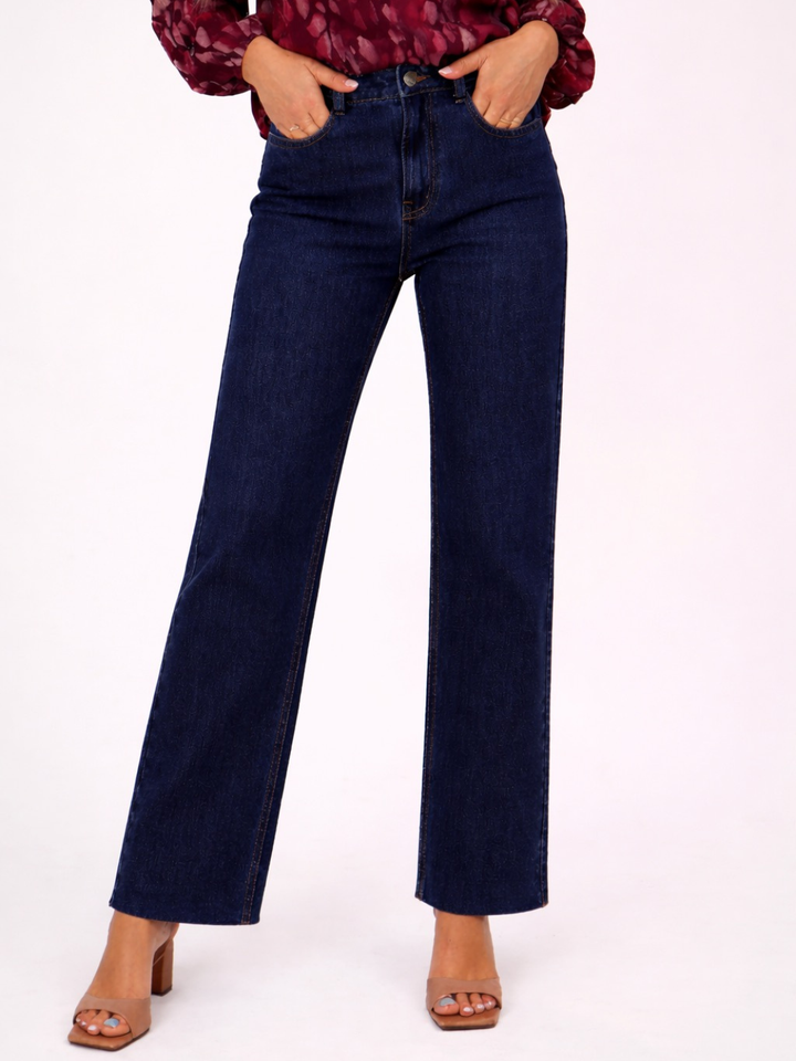 Kate & Pippa Ruby Jeans In Dark Denim Raw Hem-Nicola Ross