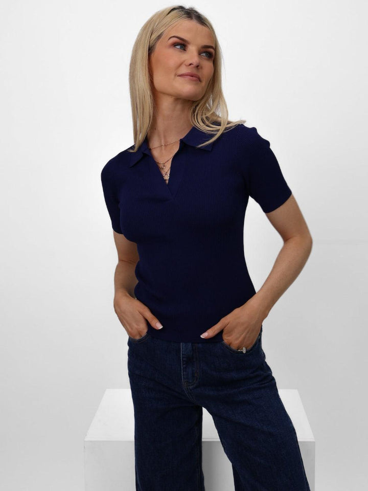 Kate & Pippa Sadie Top In Navy-Nicola Ross