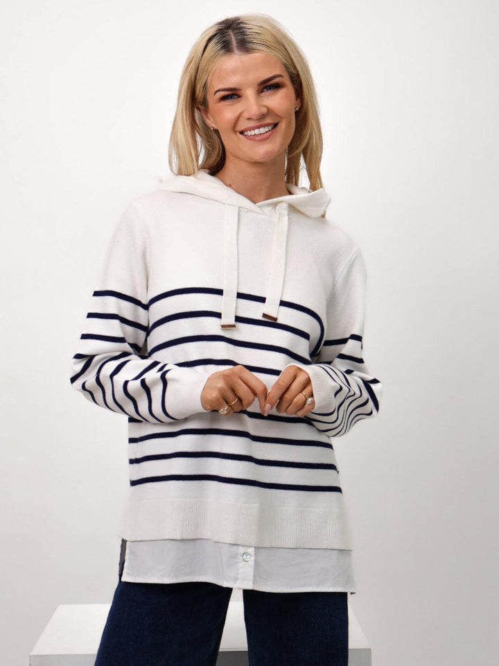 Kate & Pippa Sam Jumper In White / Navy Stripe-Nicola Ross